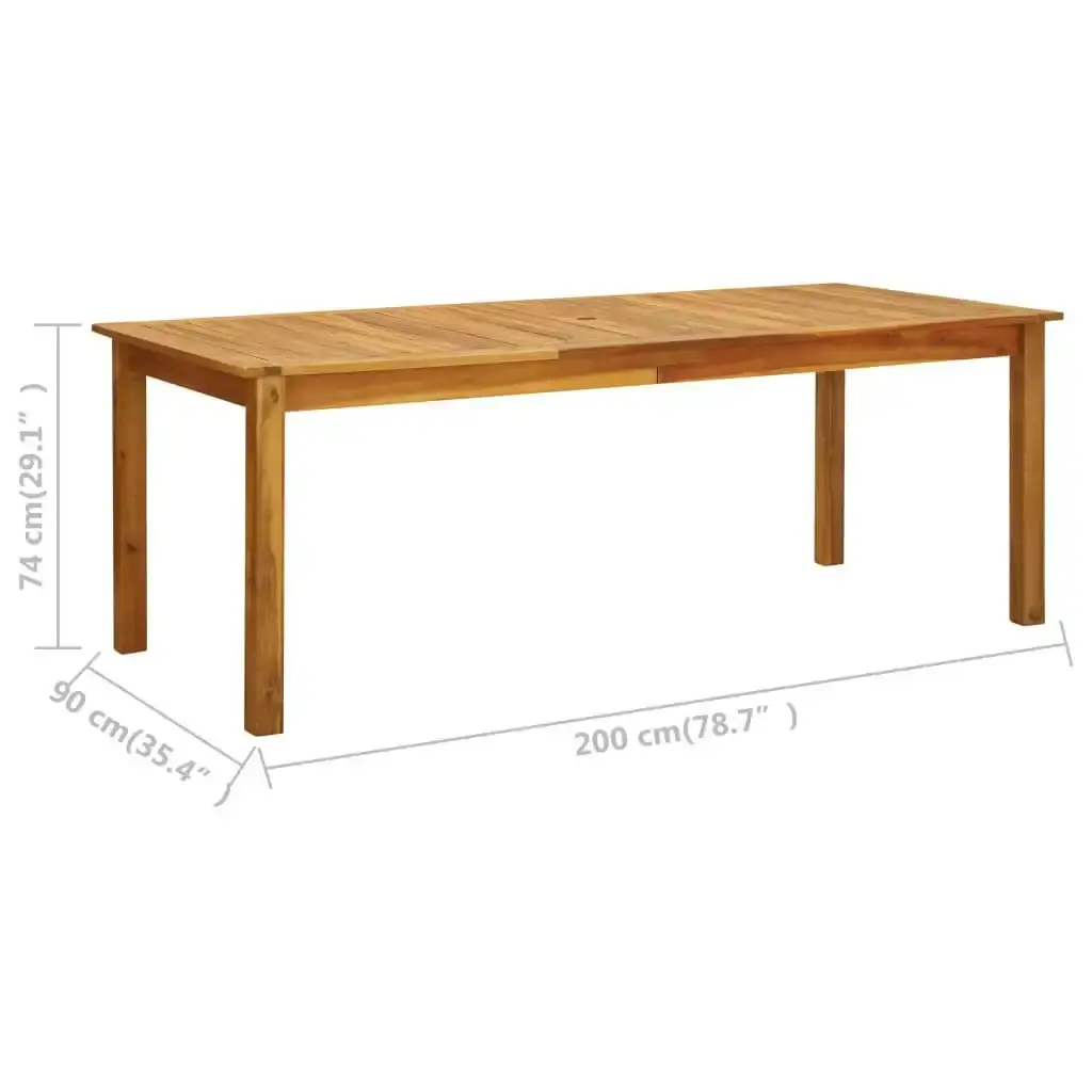 Garden Table 200x90x74 cm Solid Acacia Wood 42619