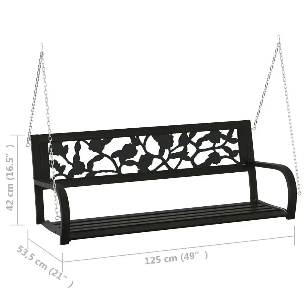 Garden Swing Bench 125 cm Steel and Plastic Black 317145