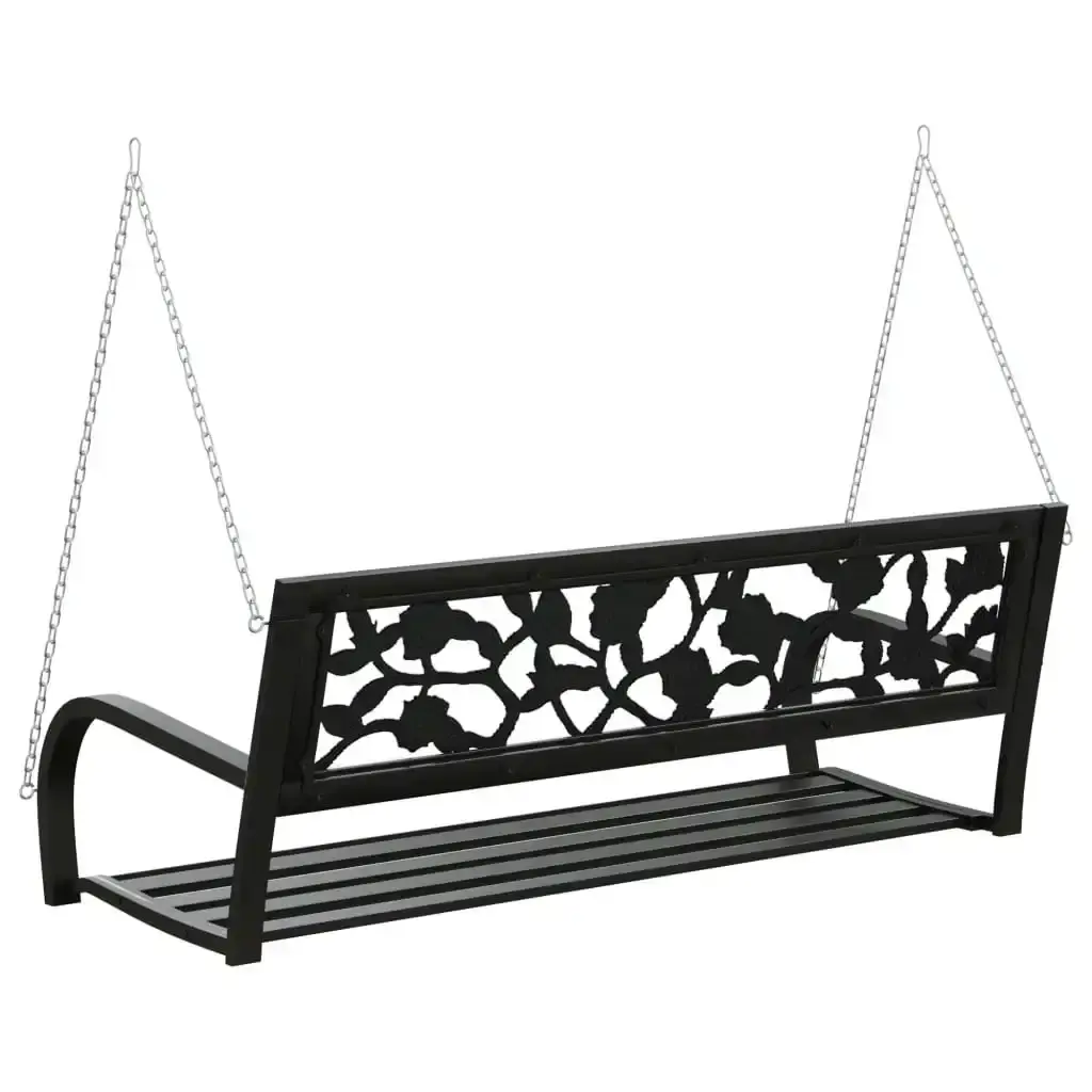 Garden Swing Bench 125 cm Steel and Plastic Black 317145