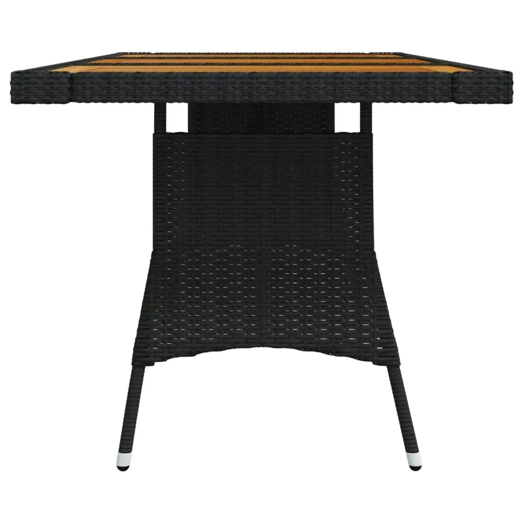 Garden Table Black 160x70x72 cm Poly Rattan & Solid Acacia Wood 318694