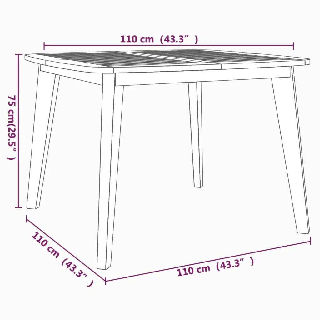 Garden Table 110x110x75 cm Solid Wood Acacia 310302