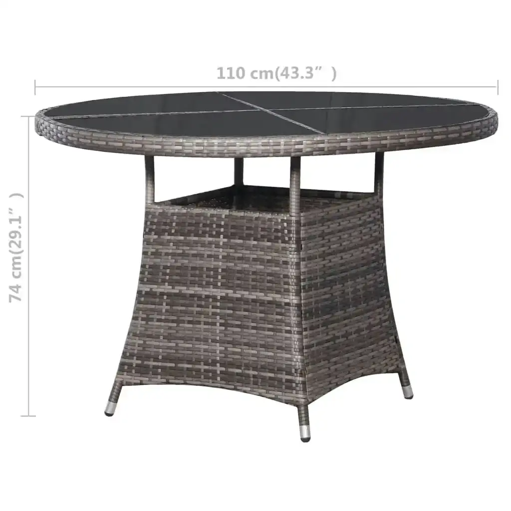 Garden Table Grey 110x74 cm Poly Rattan 43919