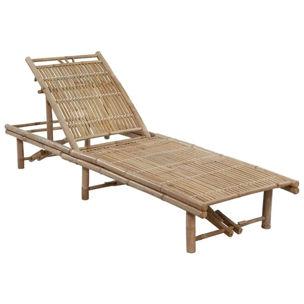 Garden Sun Lounger with Cushion Bamboo 3061636