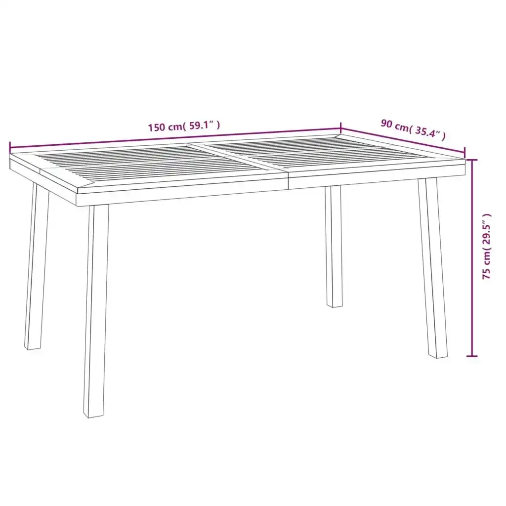 Garden Table 150x90x75 cm Solid Wood Acacia 319523