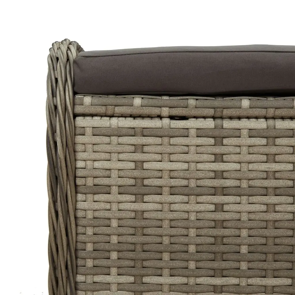 Garden Stool with Cushion Grey 58x46x46 cm Poly Rattan 365734