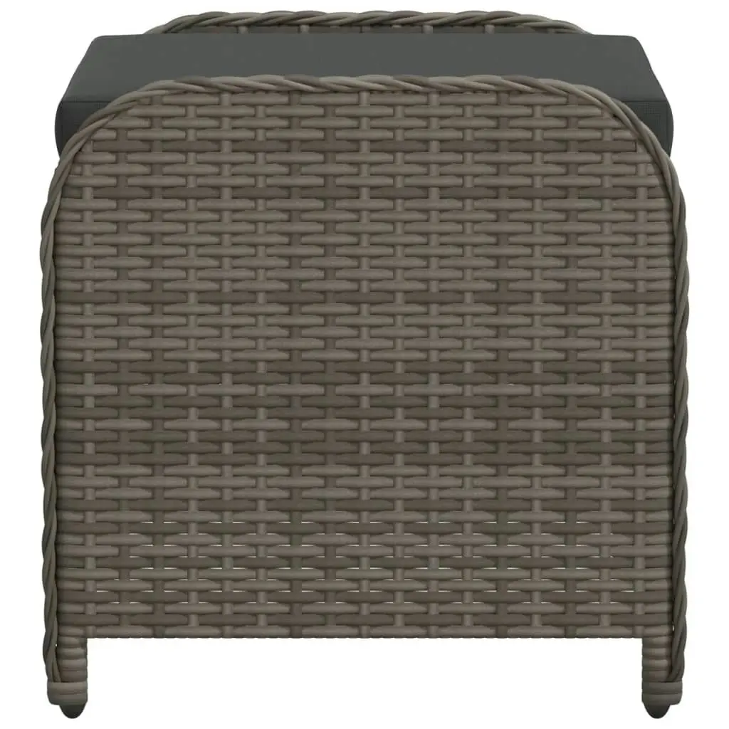 Garden Stool with Cushion Grey 58x46x46 cm Poly Rattan 365734