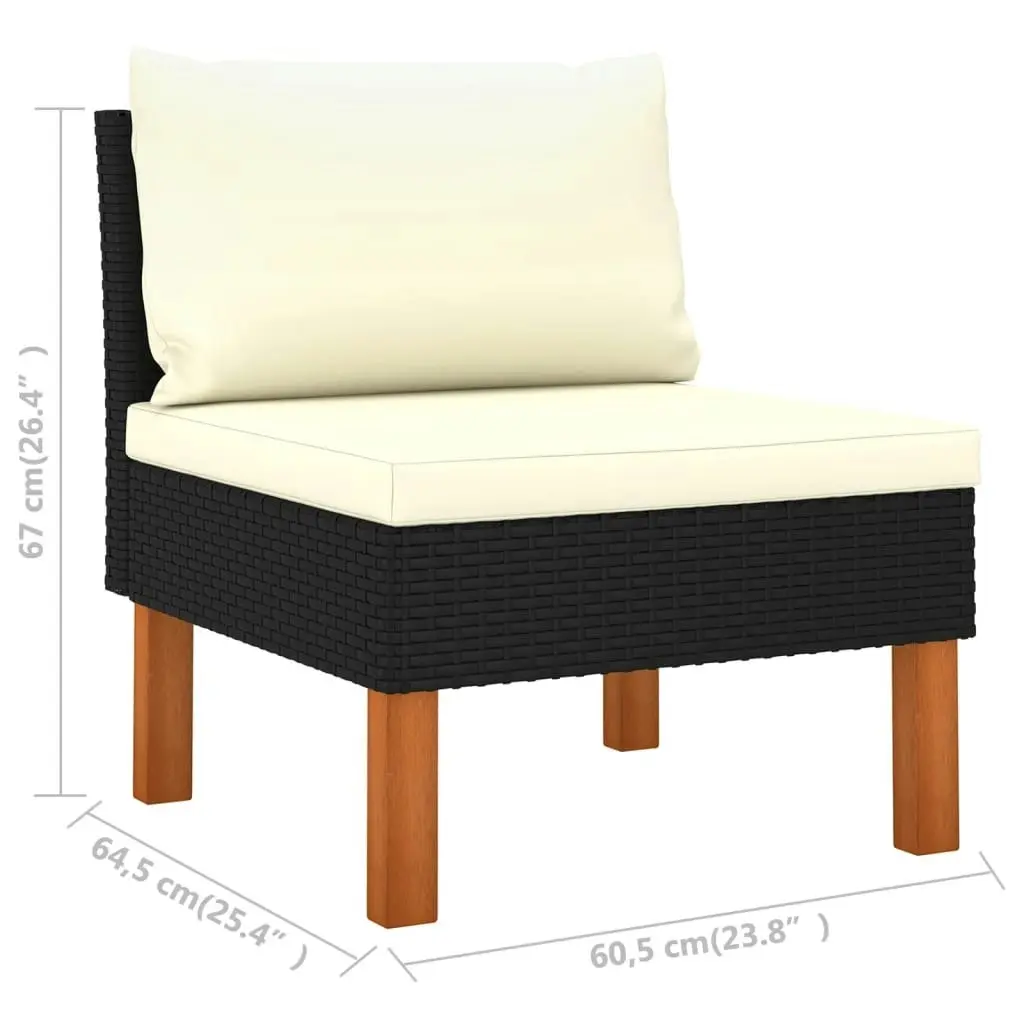 Middle Sofa Poly Rattan and Solid Eucalyptus Wood 315762