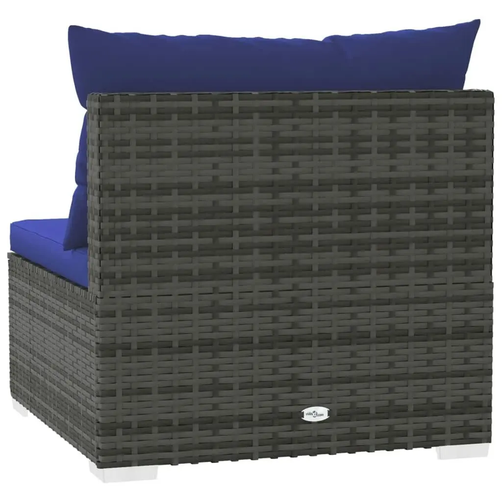 Garden Middle Sofa with Cushions Grey Poly Rattan 317570