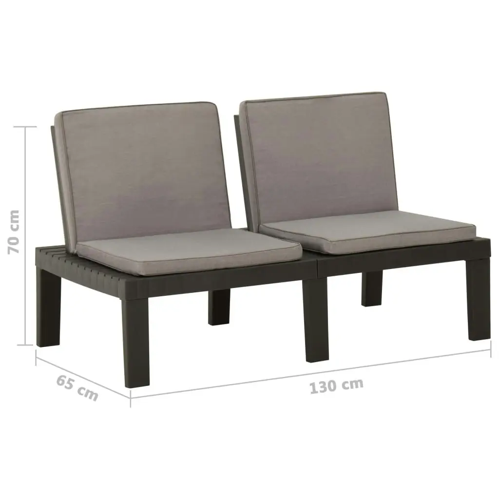 Garden Lounge Benches with Cushions 2 pcs Plastic Grey 3059826