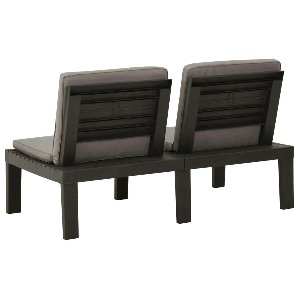 Garden Lounge Benches with Cushions 2 pcs Plastic Grey 3059826