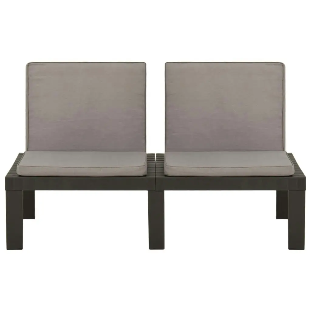 Garden Lounge Benches with Cushions 2 pcs Plastic Grey 3059826