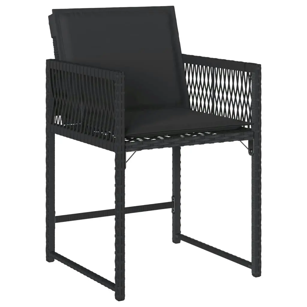 Garden Chairs with Cushions 4 pcs Black Poly Rattan 365018