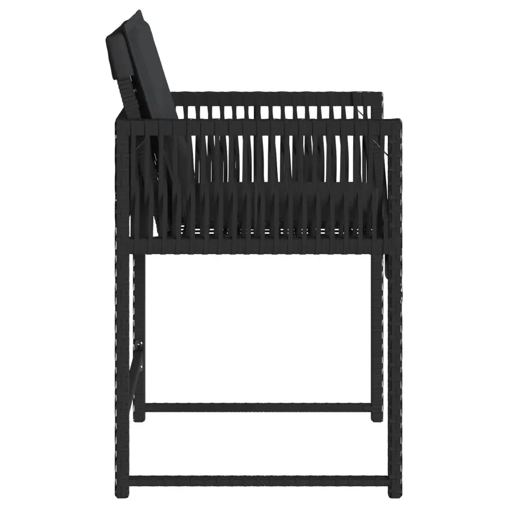 Garden Chairs with Cushions 4 pcs Black Poly Rattan 365018