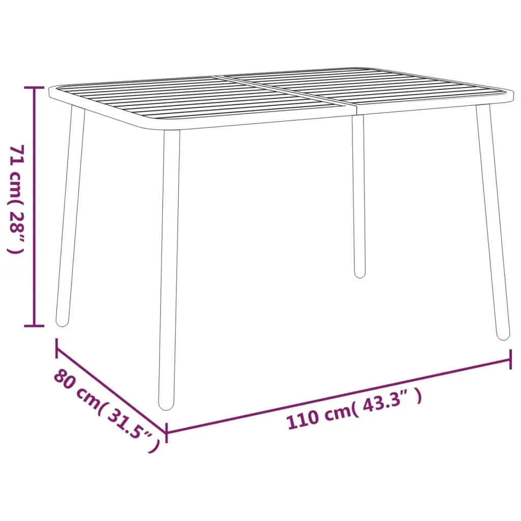 Garden Table Anthracite 110x80x71 cm Steel 362739