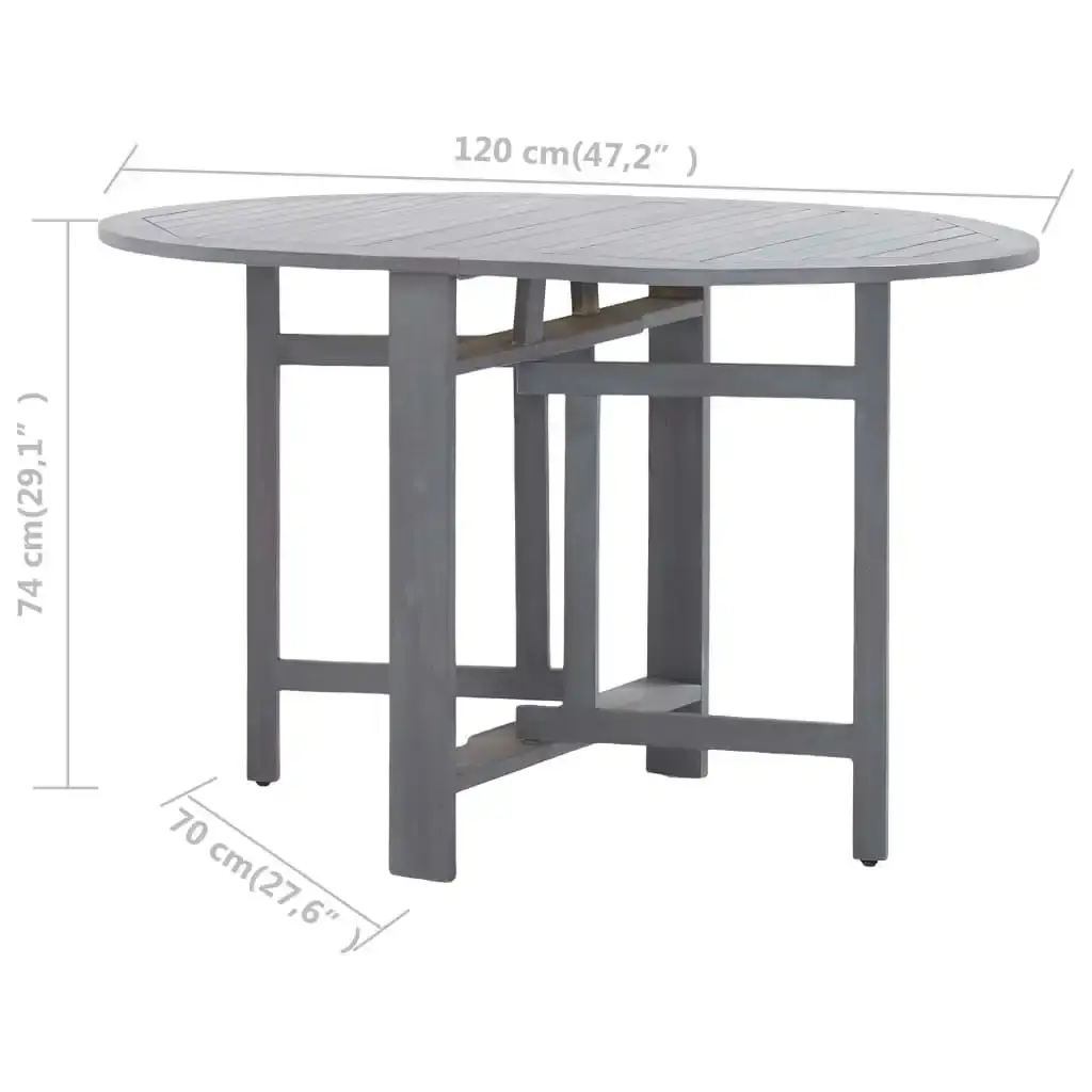 Garden Table Grey 120x70x74 cm Solid Acacia Wood 46325