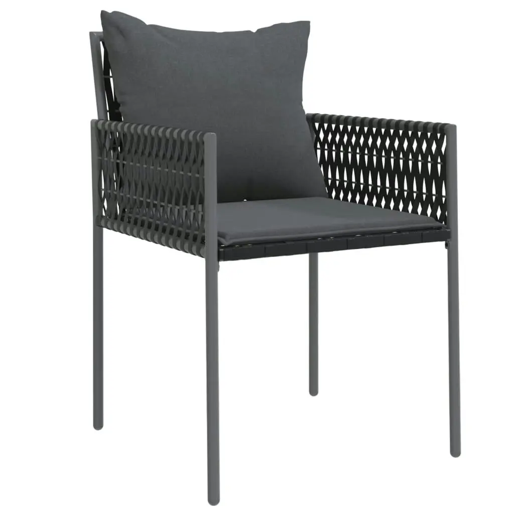 Garden Chairs with Cushions 4 pcs Black 54x61x83 cm Poly Rattan 3187089