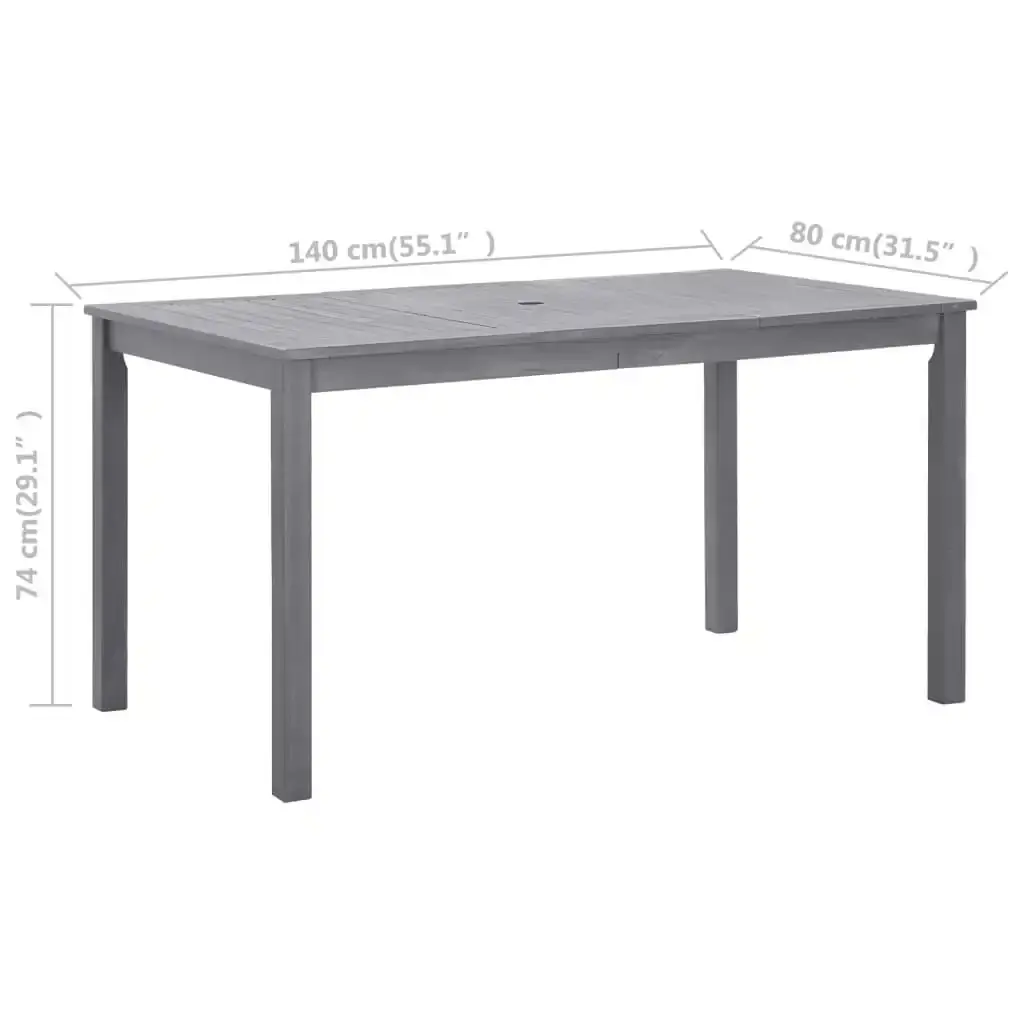 Garden Table Grey Wash 140x80x74 cm Solid Acacia Wood 311849