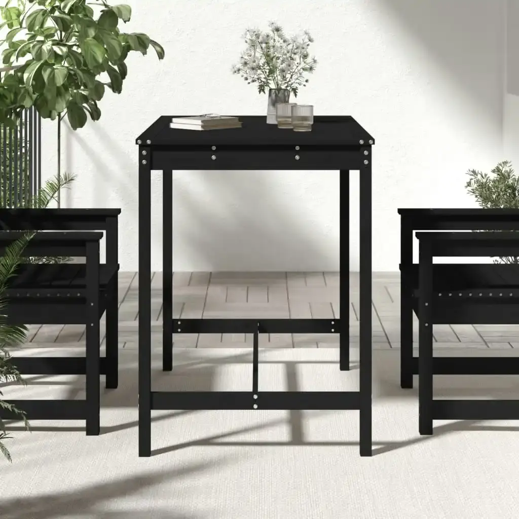 Garden Table Black 121x82.5x110 cm Solid Wood Pine 824092