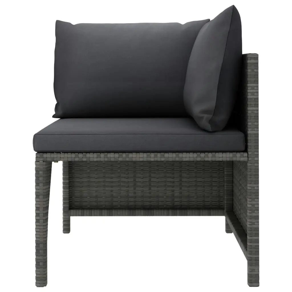 Sectional Corner Sofa with Cushions Grey Poly Rattan 313493