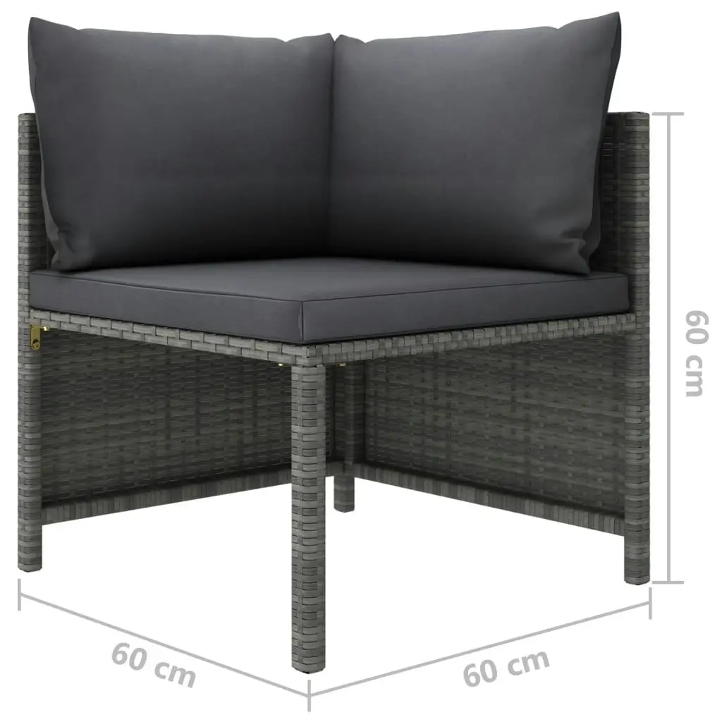 Sectional Corner Sofa with Cushions Grey Poly Rattan 313493