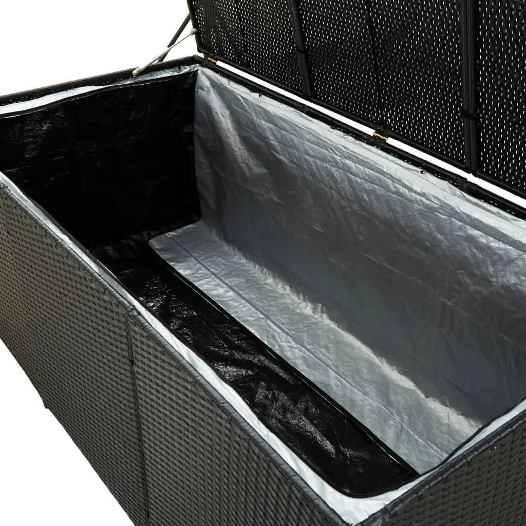 Garden Storage Box Poly Rattan 180x90x70 cm Black 46477