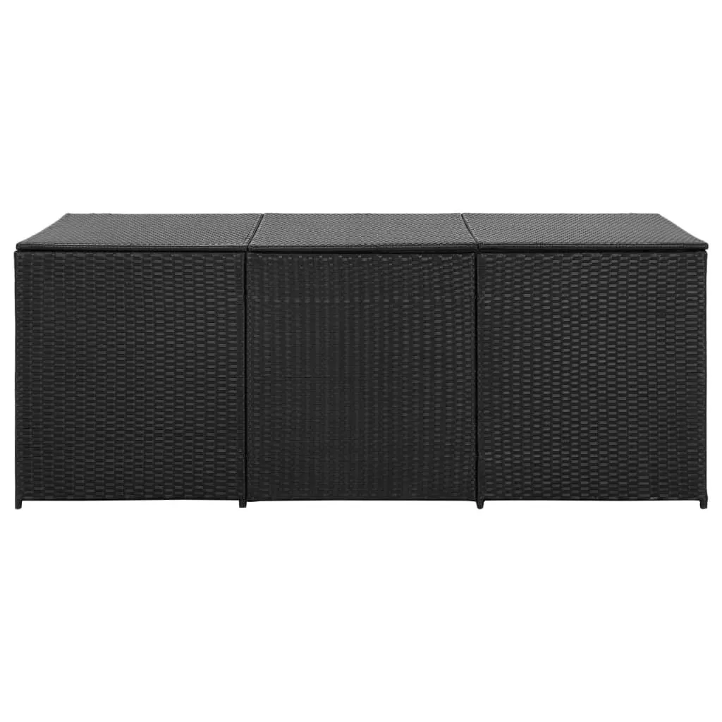 Garden Storage Box Poly Rattan 180x90x70 cm Black 46477