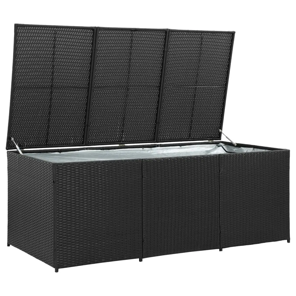 Garden Storage Box Poly Rattan 180x90x70 cm Black 46477