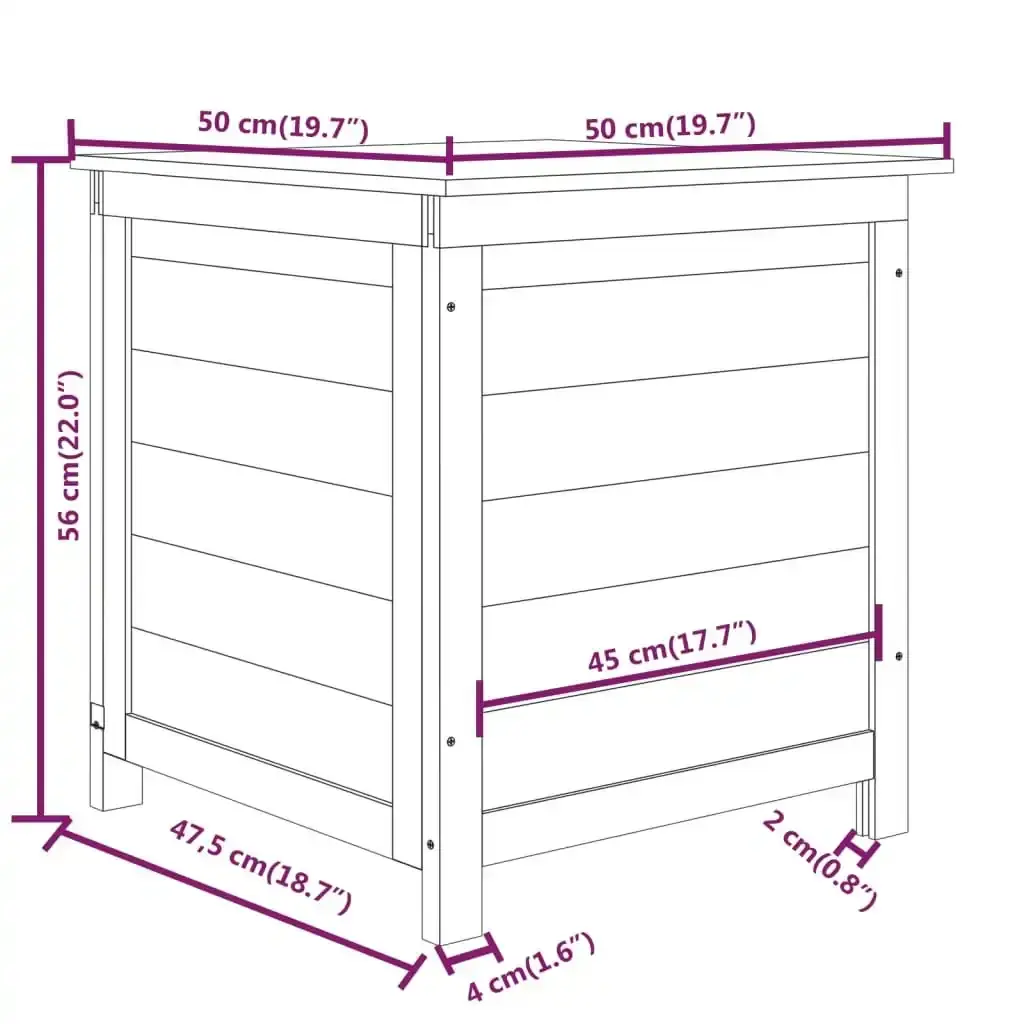 Outdoor Cushion Box 50x50x56 cm Solid Wood Fir 152162