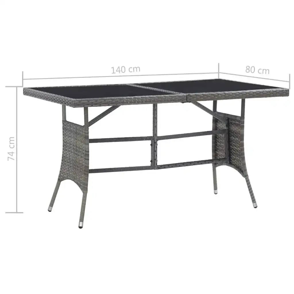 Garden Table Grey 140x80x74 cm Poly Rattan 46414