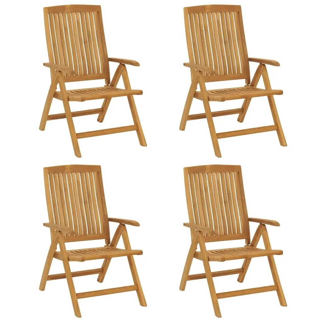 Reclining Garden Chairs with Cushions 4 pcs Solid Wood Teak 3196467