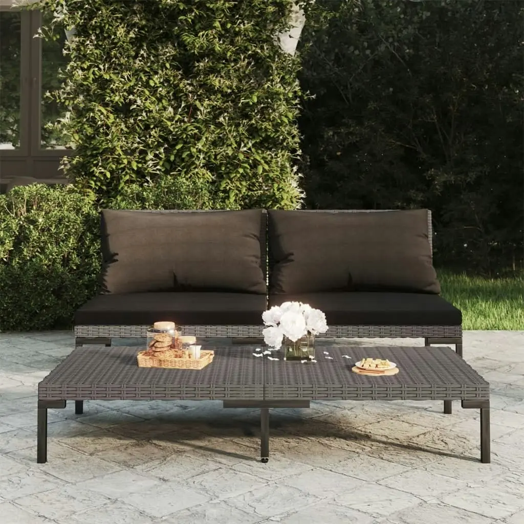 Garden Sofas 2pcs with Cushions Half Round Poly Rattan 318602