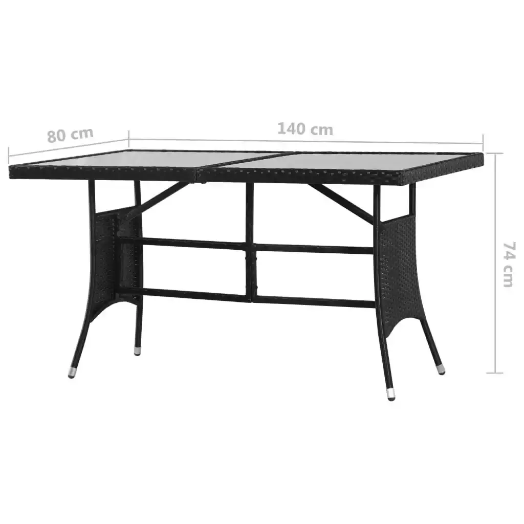 Garden Table Black 140x80x74 cm Poly Rattan 43931