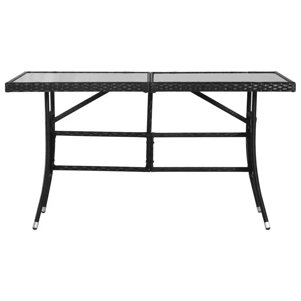 Garden Table Black 140x80x74 cm Poly Rattan 43931