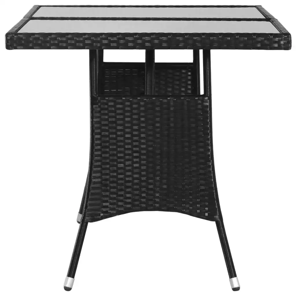 Garden Table Black 140x80x74 cm Poly Rattan 43931