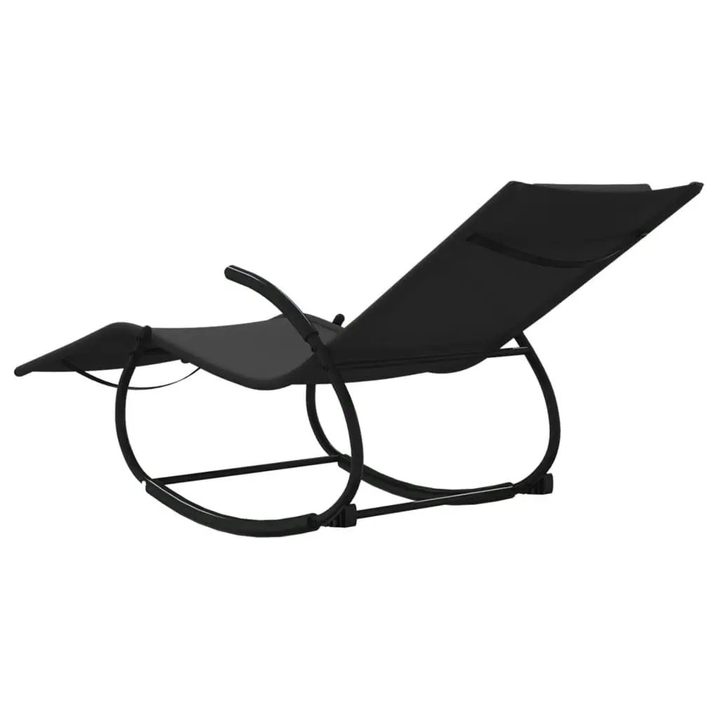 Rocking Sun Lounger Black Steel and Textilene 318112