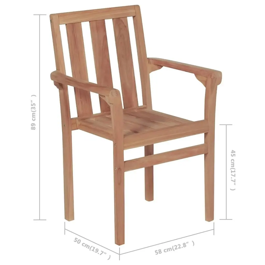 Stackable Garden Chairs 4 pcs Solid Teak Wood 3073376