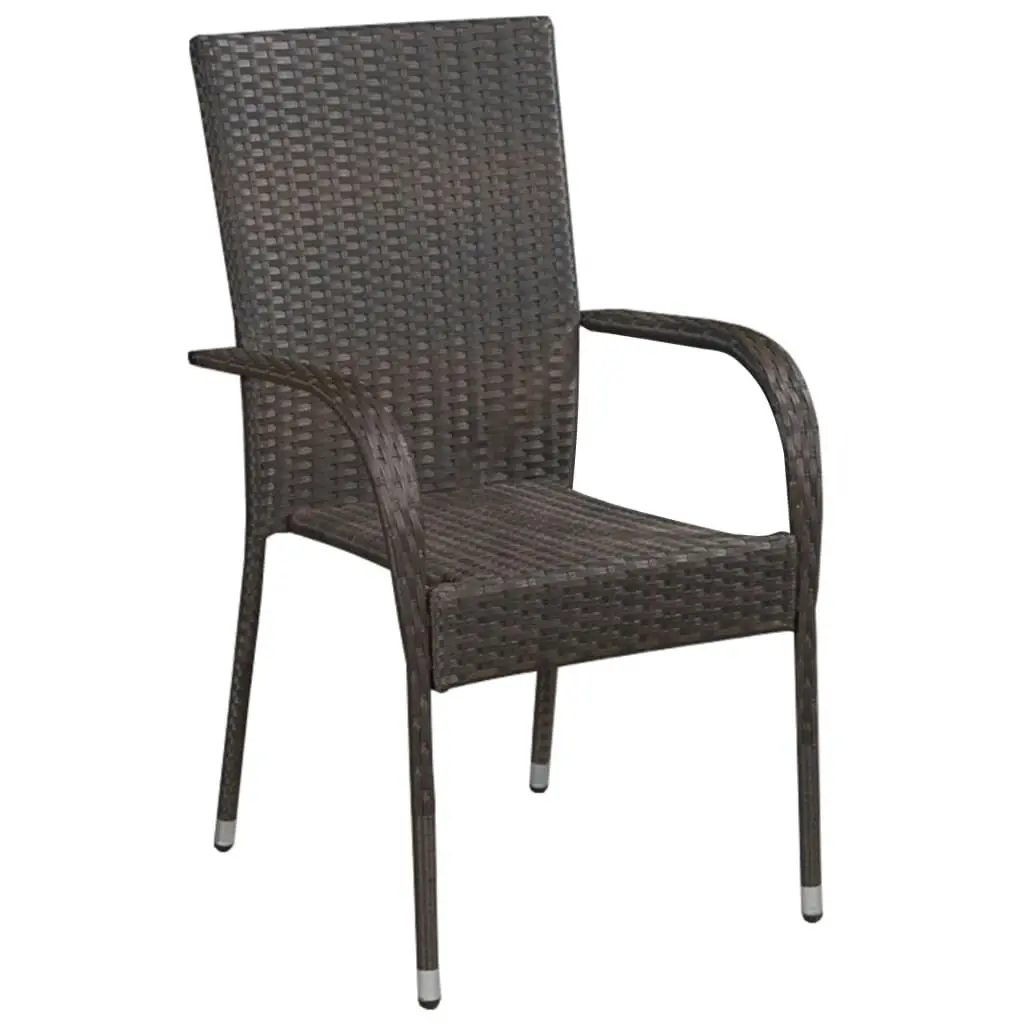 Stackable Outdoor Chairs 6 pcs Poly Rattan Brown 310086