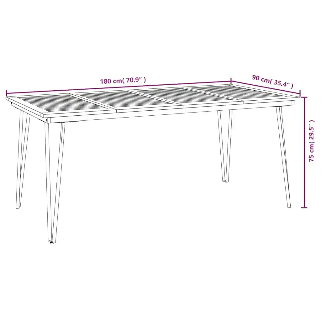 Garden Table with Hairpin Legs 180x90x75 cm Solid Wood Acacia 319521