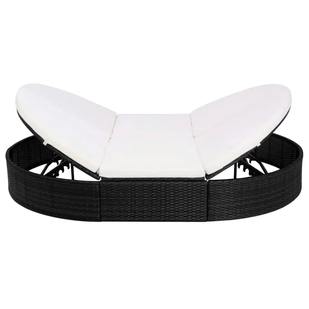 Outdoor Lounge Bed with Cushion Poly Rattan Black 42940