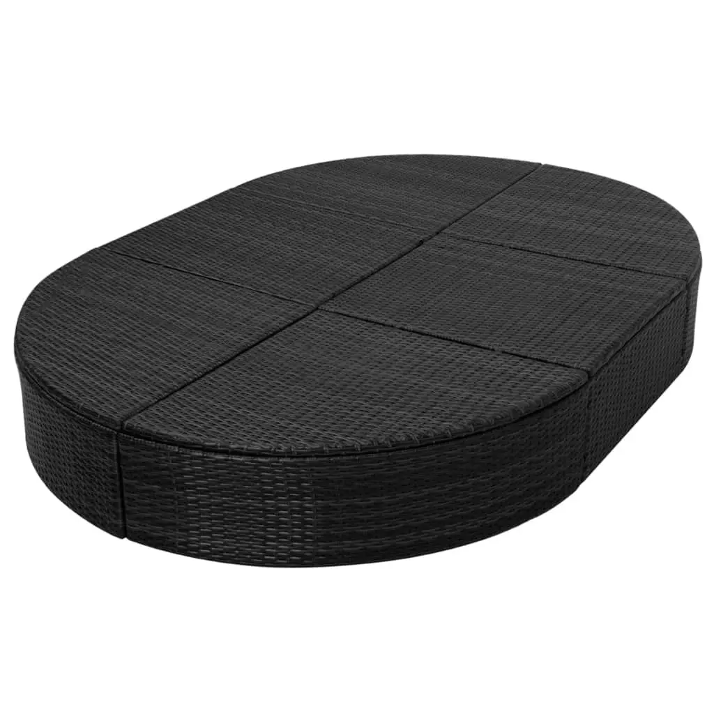 Outdoor Lounge Bed with Cushion Poly Rattan Black 42940