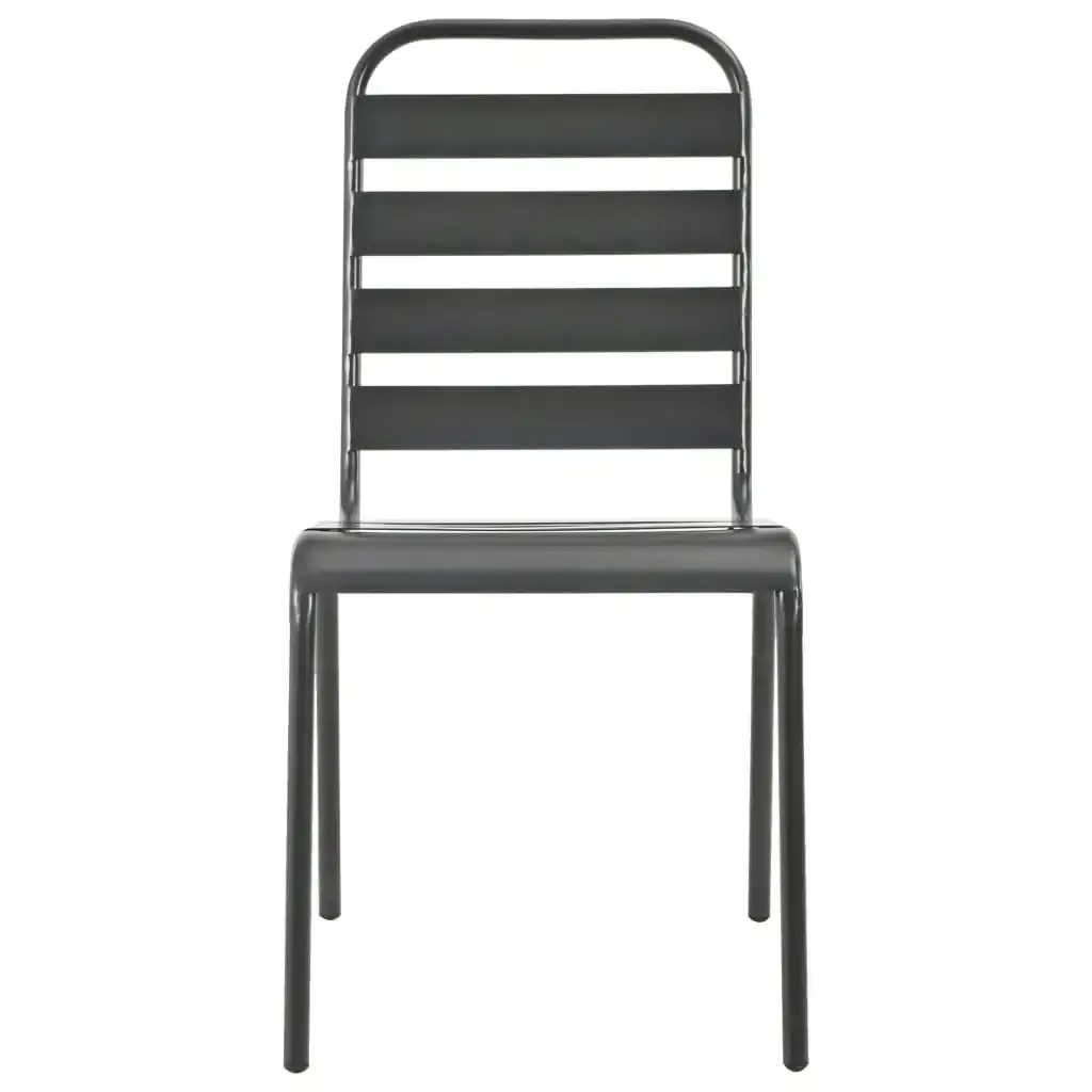 Outdoor Chairs 4 pcs Slatted Design Steel Dark Grey 310155