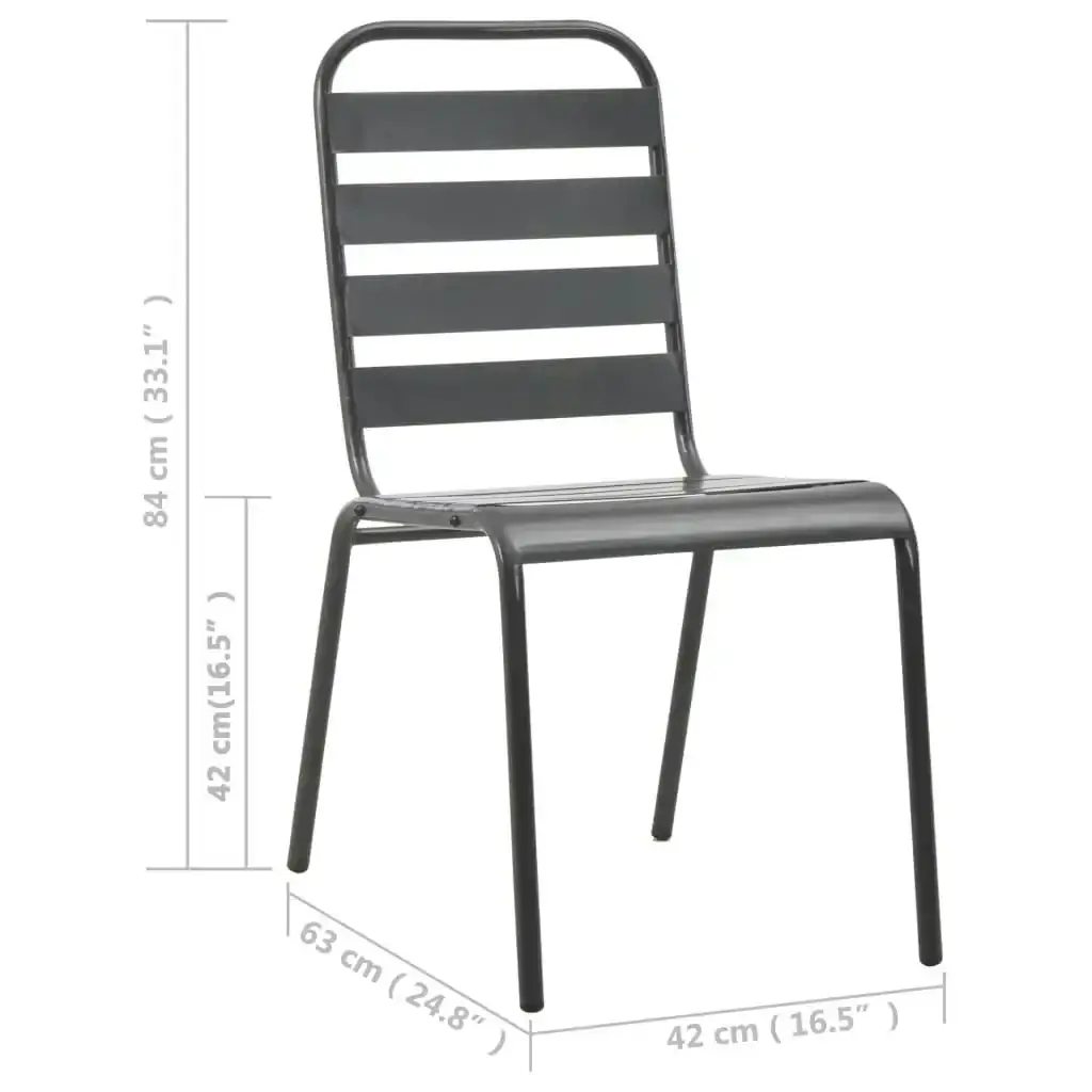 Outdoor Chairs 4 pcs Slatted Design Steel Dark Grey 310155