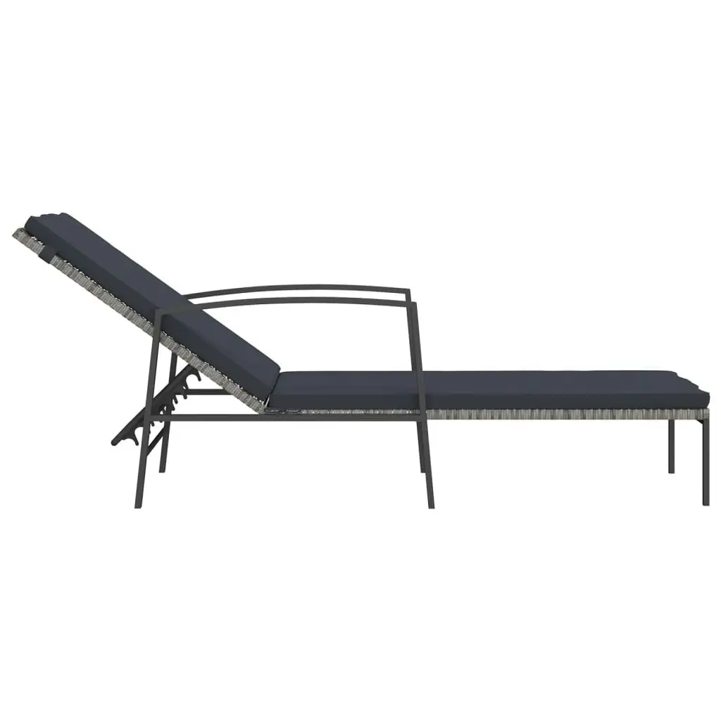 Garden Sun Lounger with Cushion Poly Rattan Grey 317636