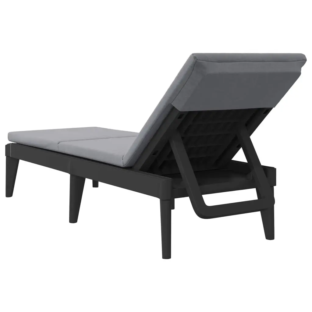 Sun Lounger with Cushion Anthracite 186x60x29 cm PP 364223