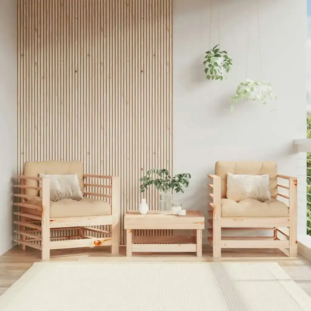 Garden Chairs with Cushions 2 pcs Solid Wood Pine 825674