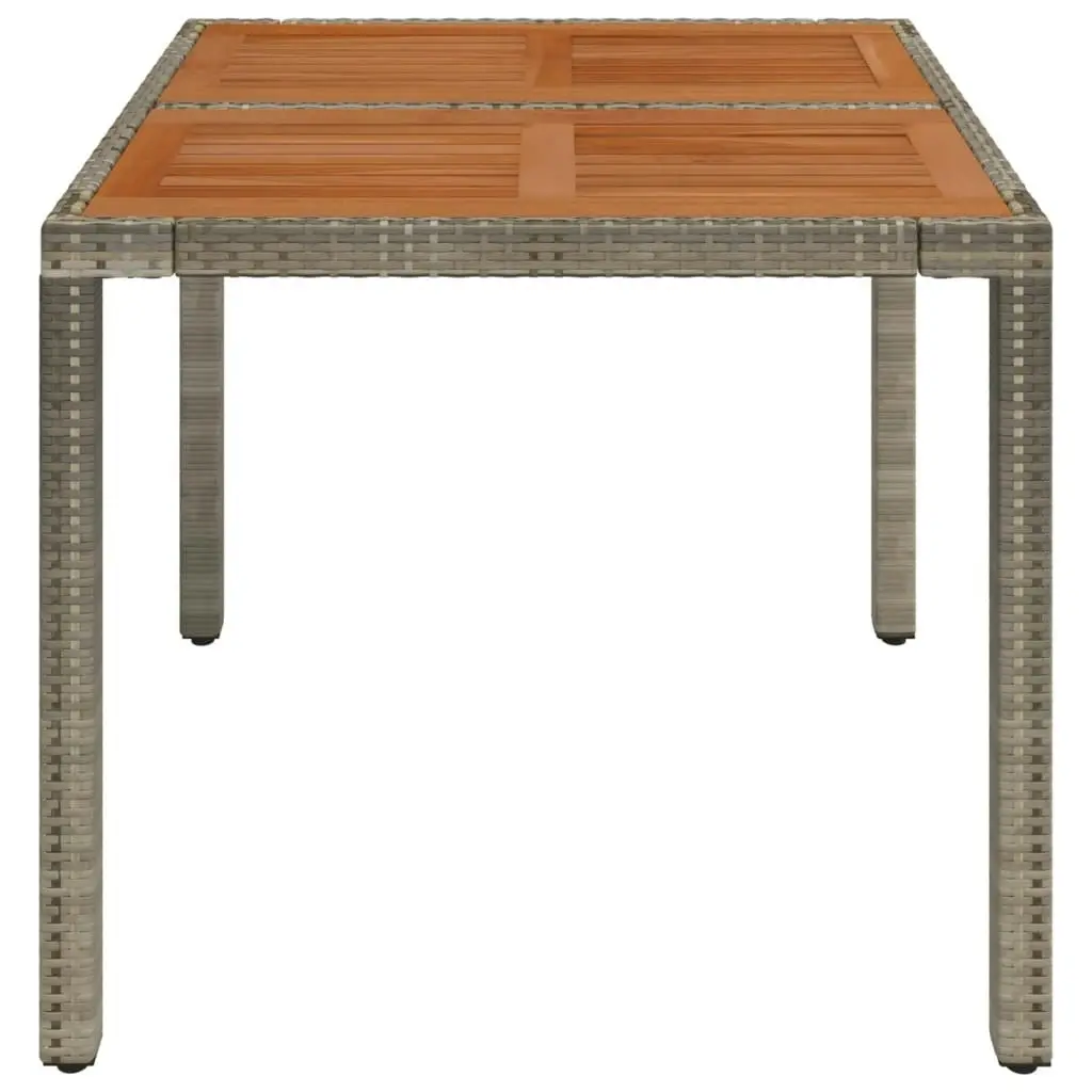 Garden Table with Wooden Top Grey 90x90x75 cm Poly Rattan 319898