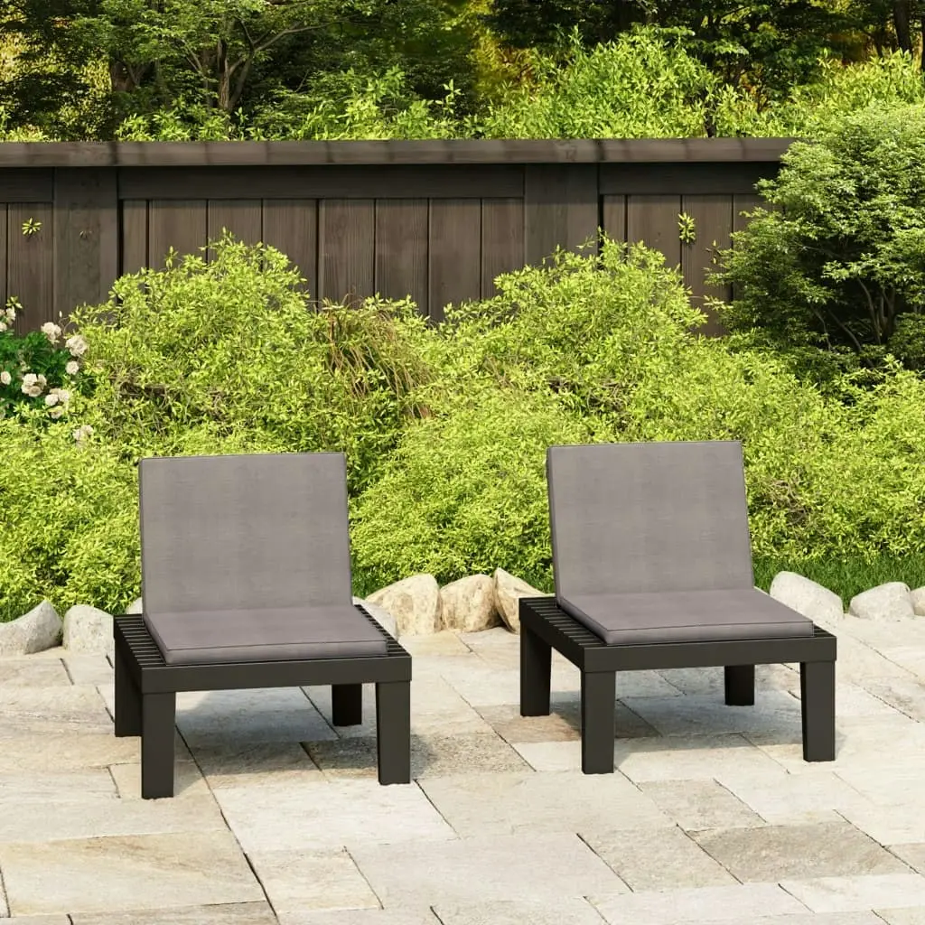 Garden Lounge Chairs with Cushions 2 pcs Plastic Grey 3059824