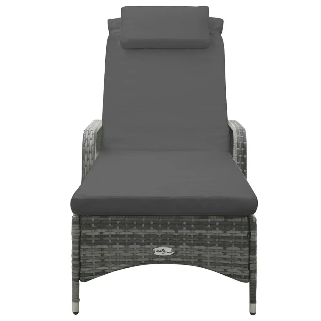 Sun Lounger with Wheels Poly Rattan Anthracite 49497