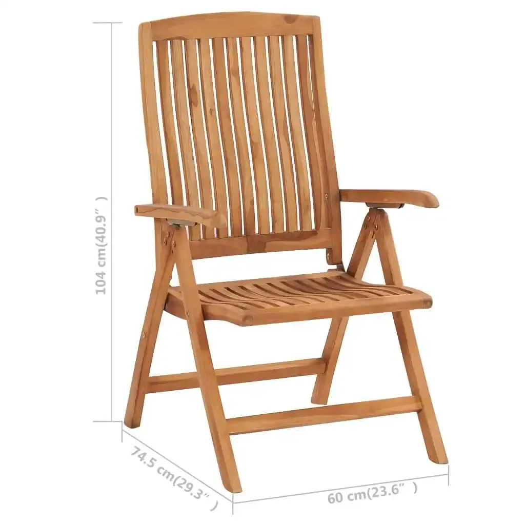 Reclining Garden Chairs with Cushions 4 pcs Solid Teak Wood 3072637