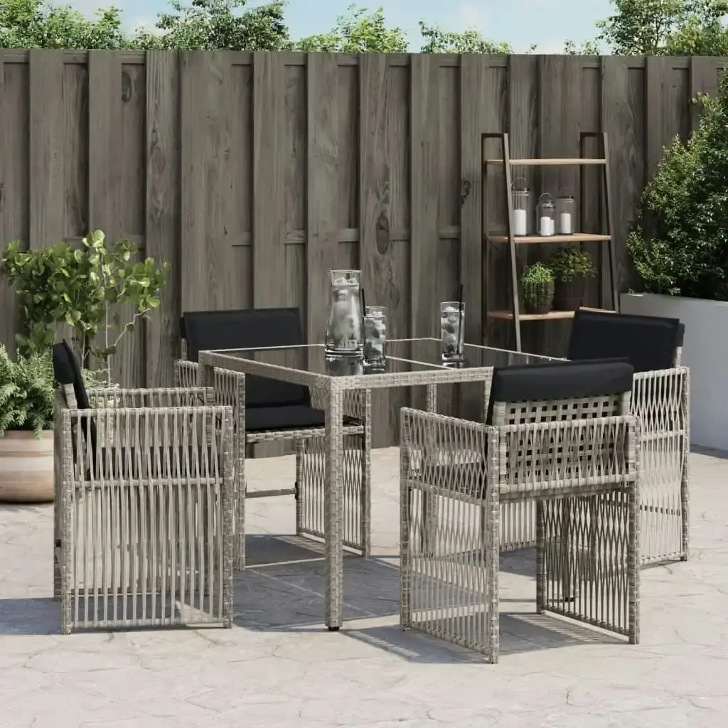 Garden Chairs with Cushions 4 pcs Light Grey Poly Rattan 365039